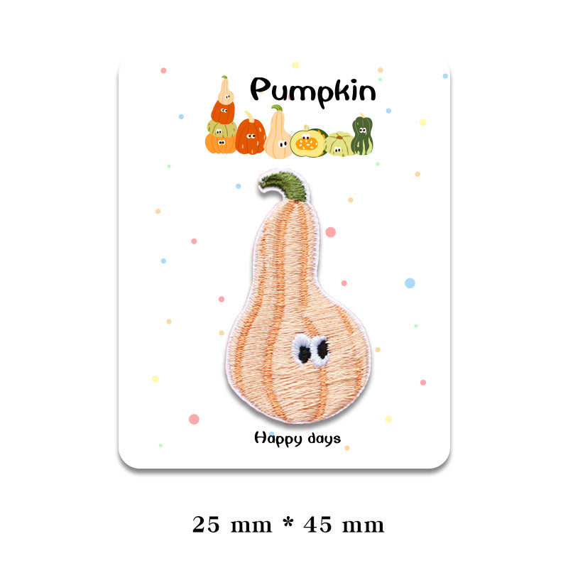 Wholesale Self-adhesive funny pumpkin embroidered patch FS